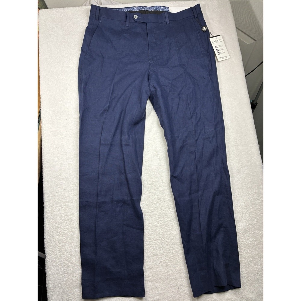 NWT Lauren Ralph Lauren Men's 36x32 100% Linen UltraFlex Pants Edgewood Blue